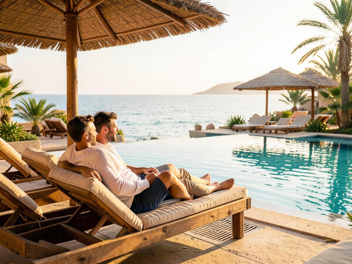 Entspannter Nachmittag am Pool eines Resorts am Roten Meer