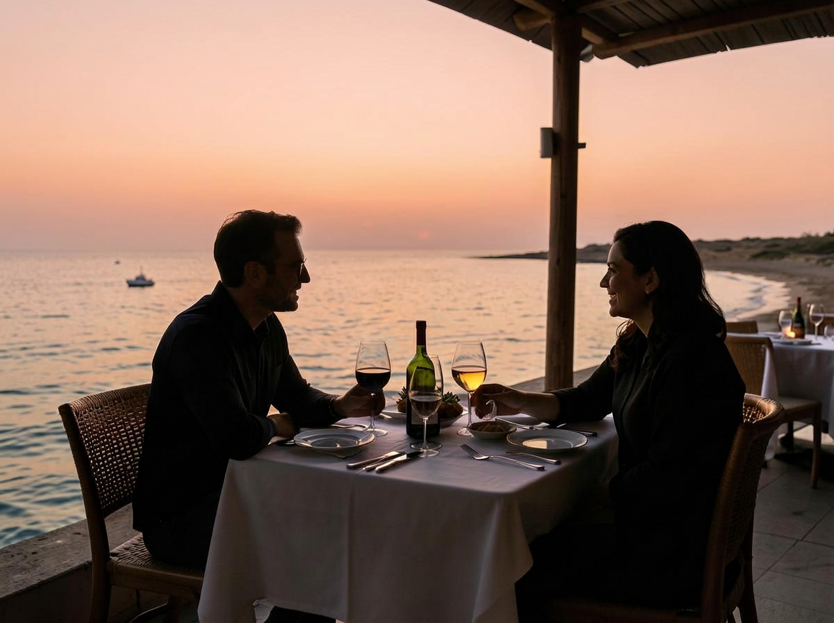 Abendessen in der Dämmerung direkt am Roten Meer